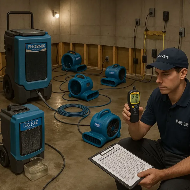 Structural Drying and Dehumidification process in Cedar Grove, FL